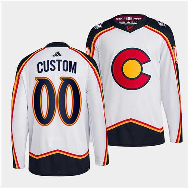 Mens Colorado Avalanche Custom White 2022-23 Reverse Retro Stitched Jersey